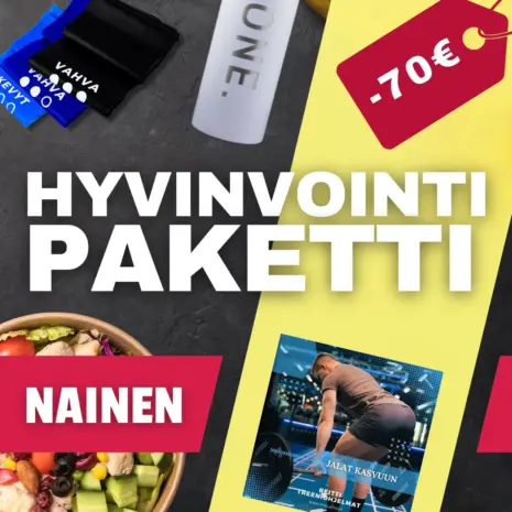 Naisen hyvinvointipaketti terveyteen, hyvinvointiin ja energisempään elämään.