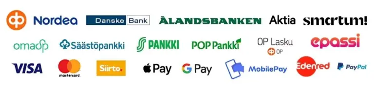 PT Paahtio verkkokaupassa kassalla käytössä olevat maksutavat sekä liikuntaedut.